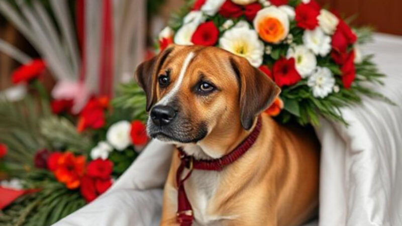 dog owner saying goodbye to his dog in California
